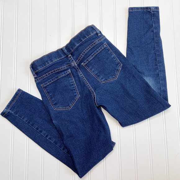 Girls Dark Wash Distressed Jeggings - Picture 4 of 6